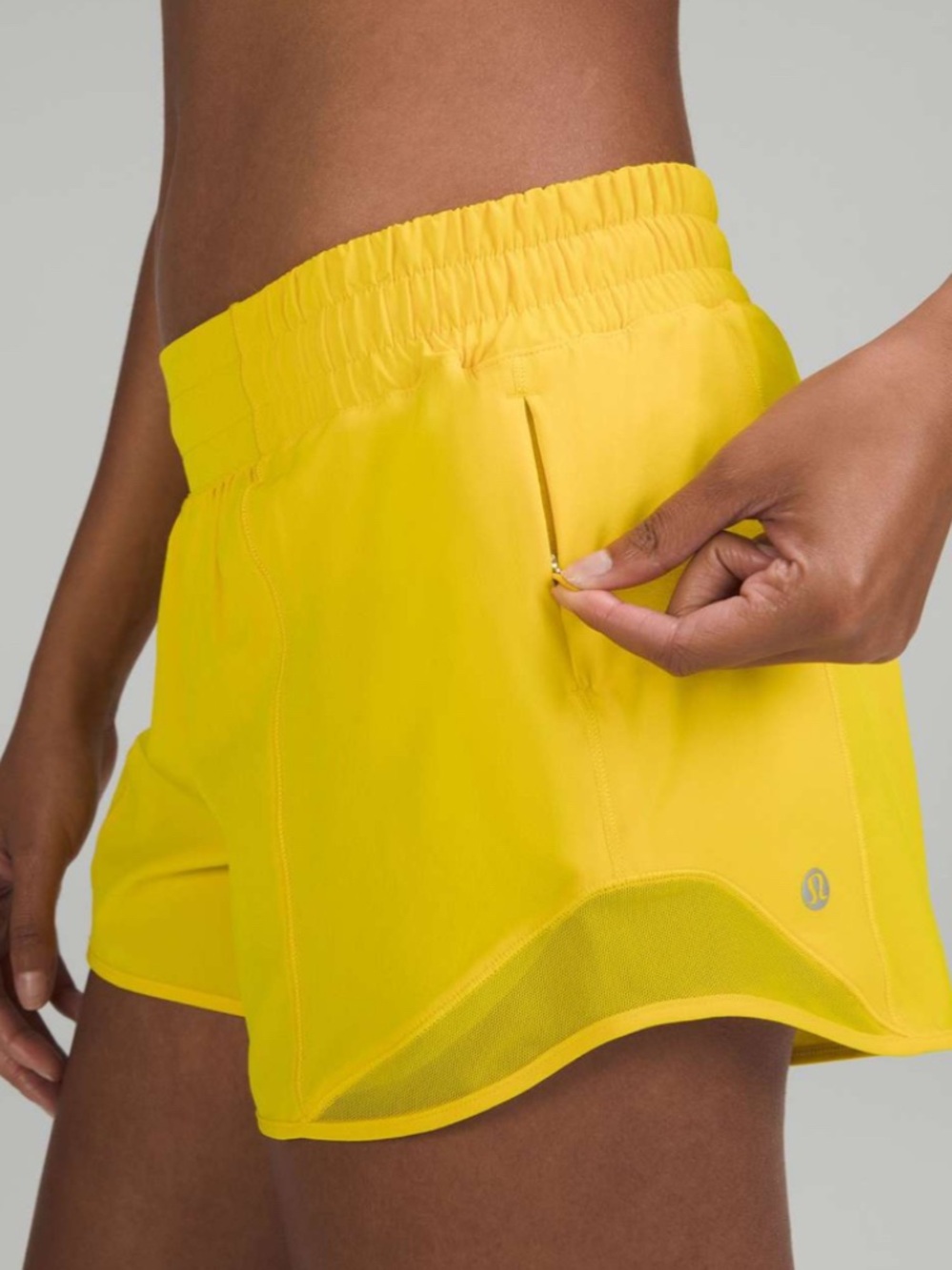 Lululemon Hotty Hot High-Rise Lined Short 4" in Maize Yellow